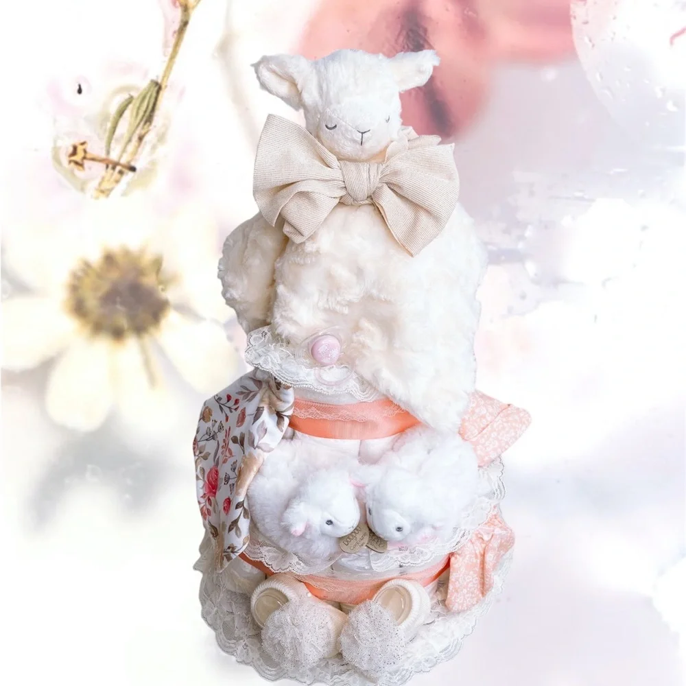 Lamb Diaper Cake, Easter Baby Shower